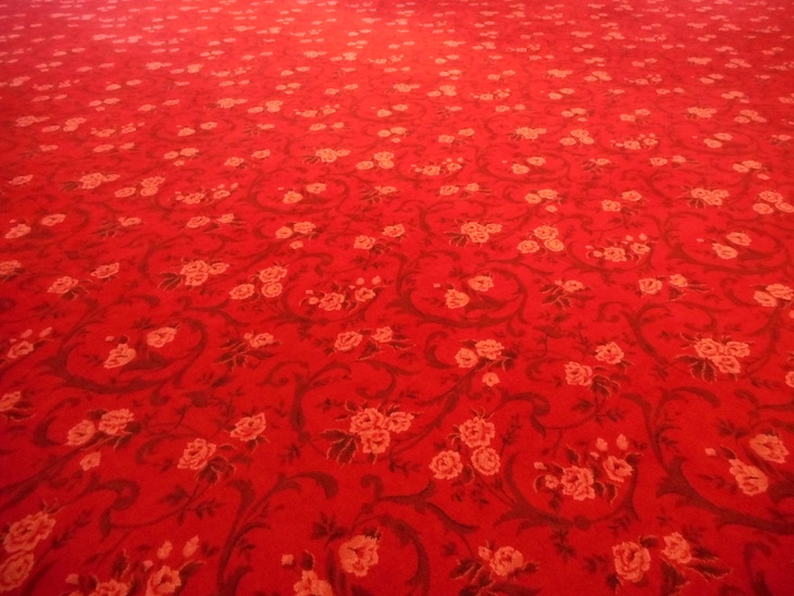 床はすべて、花柄の赤い絨毯。すてき！